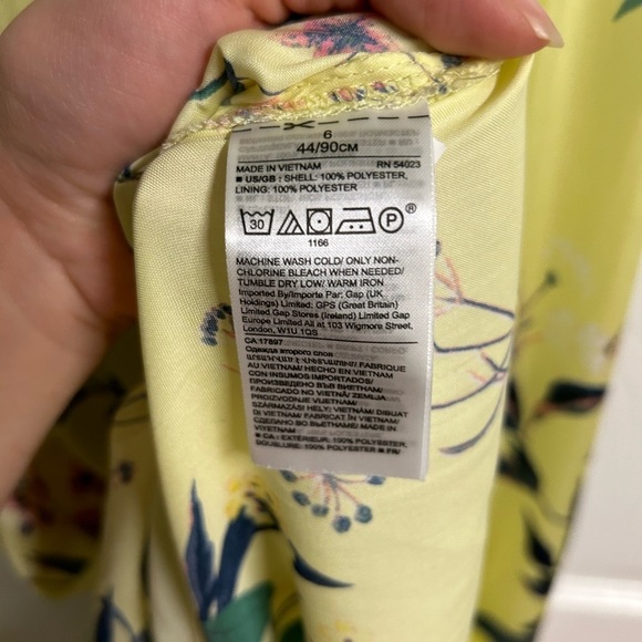 Banana Republic Yellow Floral Satin Midi Dress Sz 6 Wedding Guest Dress Vacation - Picture 12 of 12